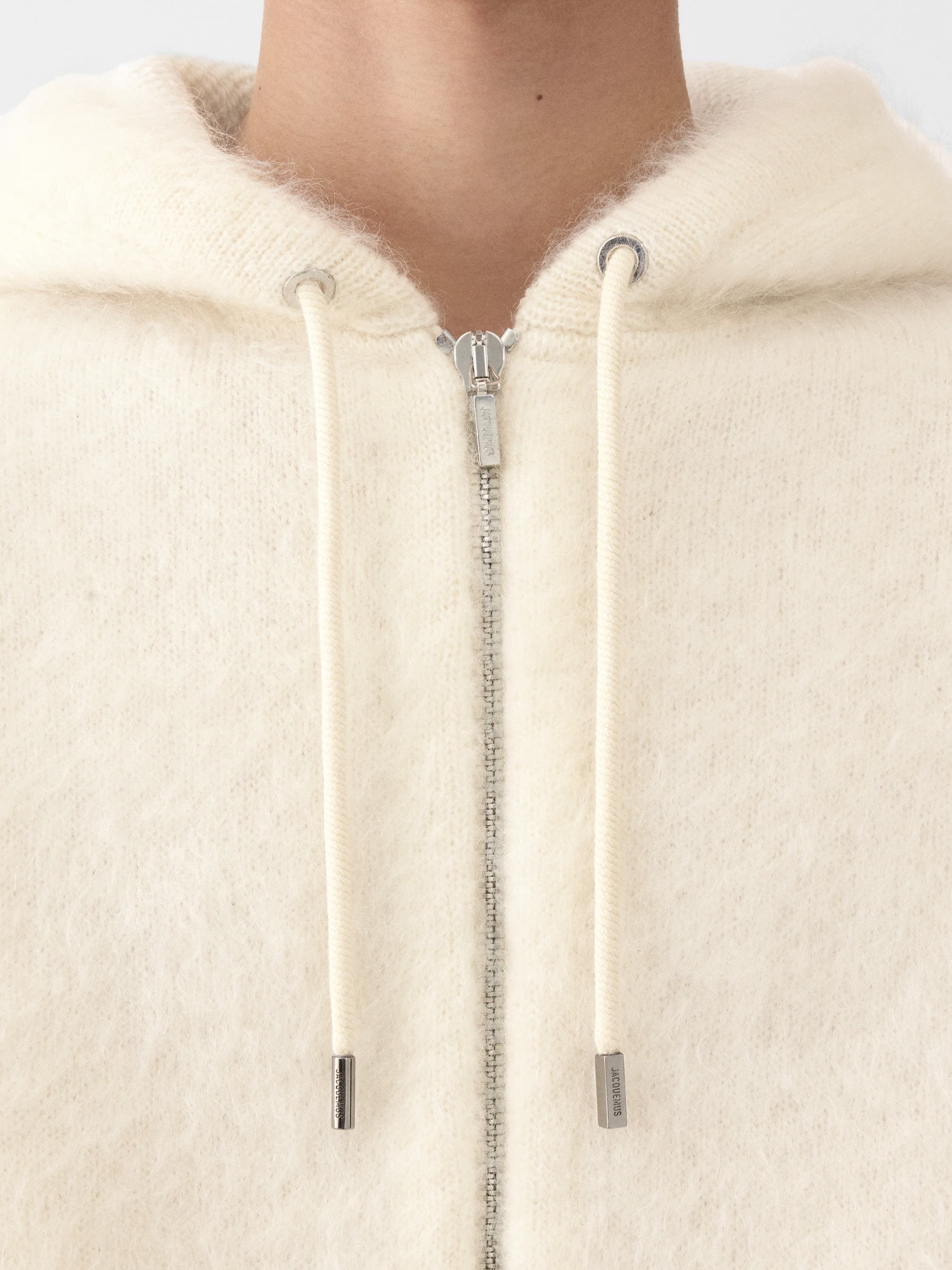 Men's Cream White Zip Hoodie — view 4