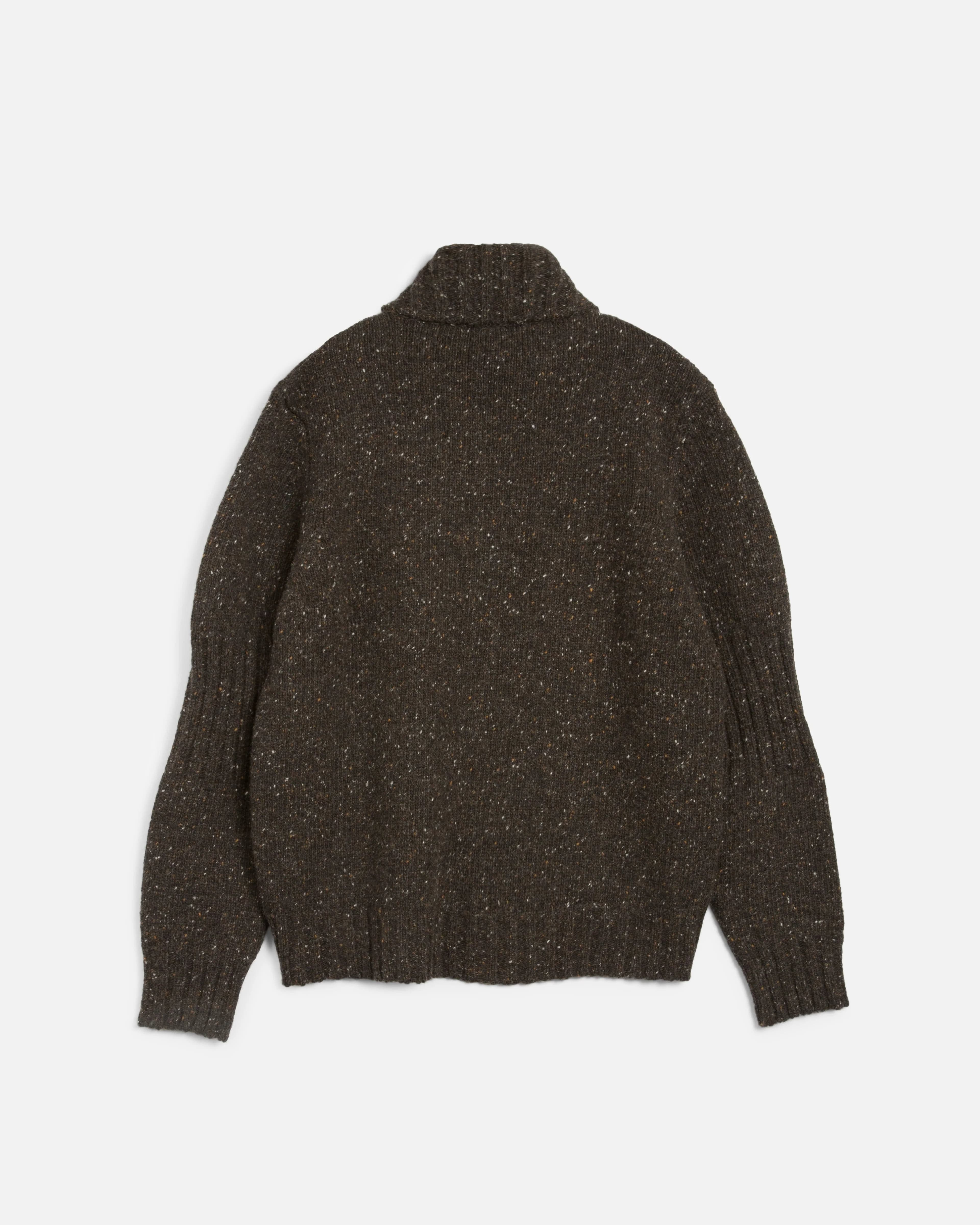 Men's Dark Brown Chunky Ribbed Full Zip Cardigan — view 5