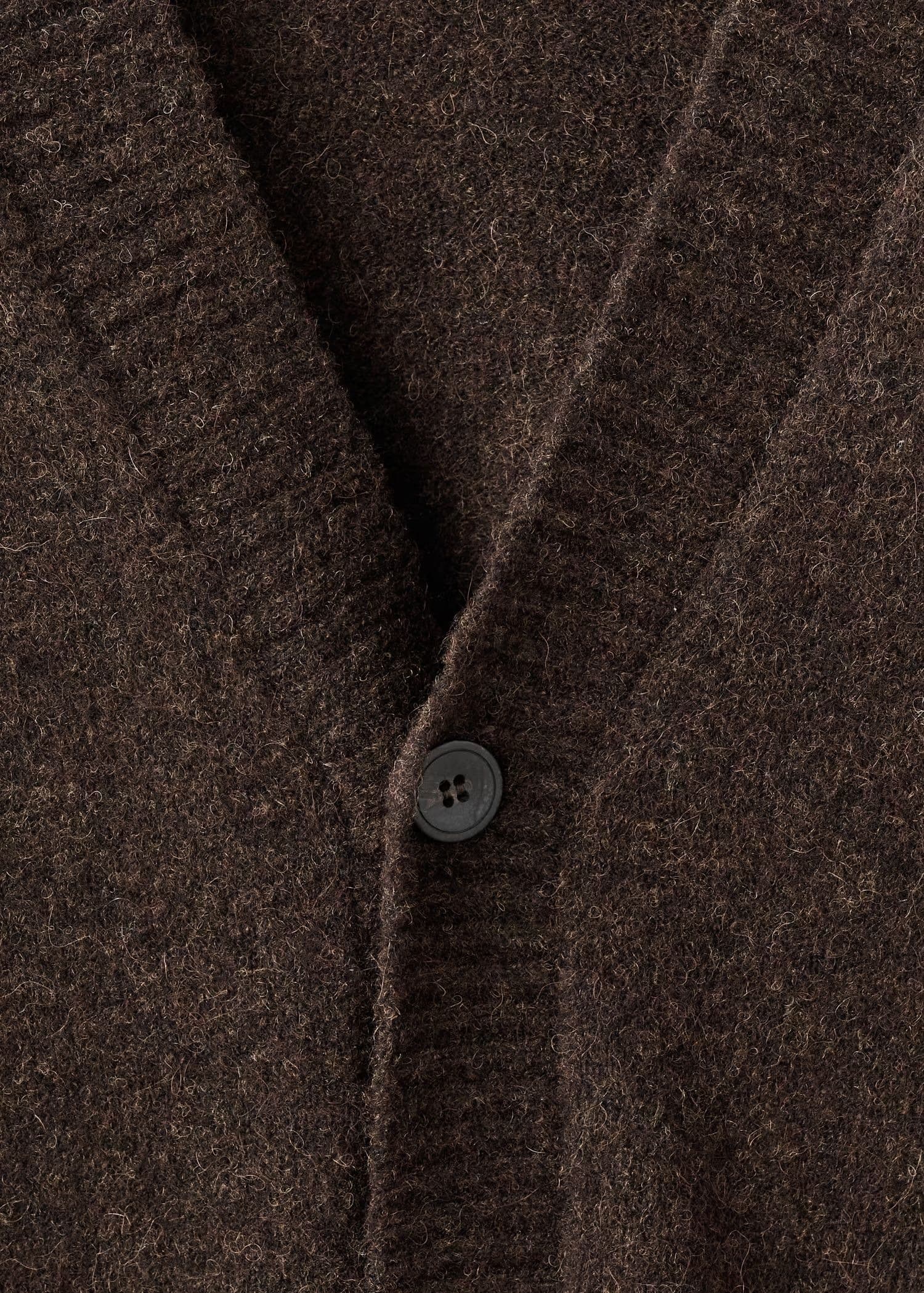 Men's Dark Brown V Neck Cardigan Button Wool Blend — view 5