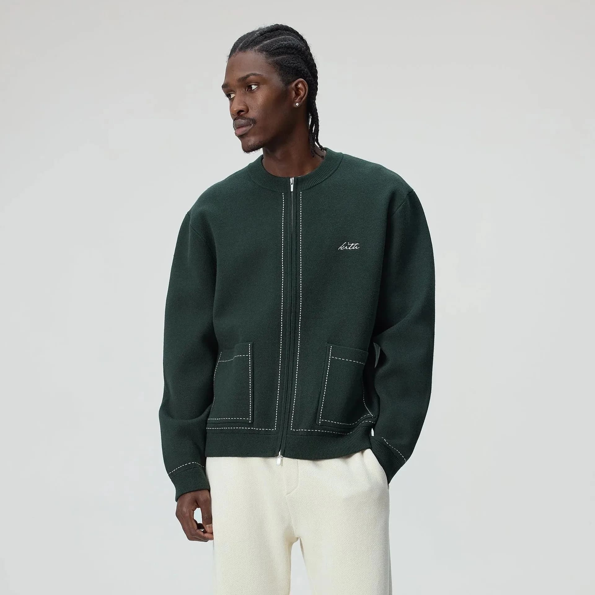 Men's Dark Green Full Zip Cardigan