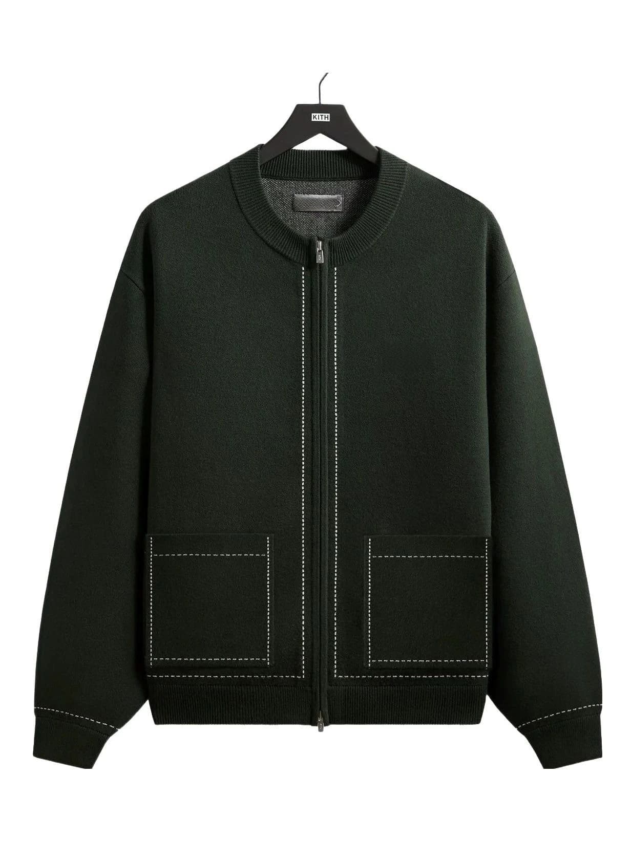 Men's Dark Green Full Zip Cardigan — view 4