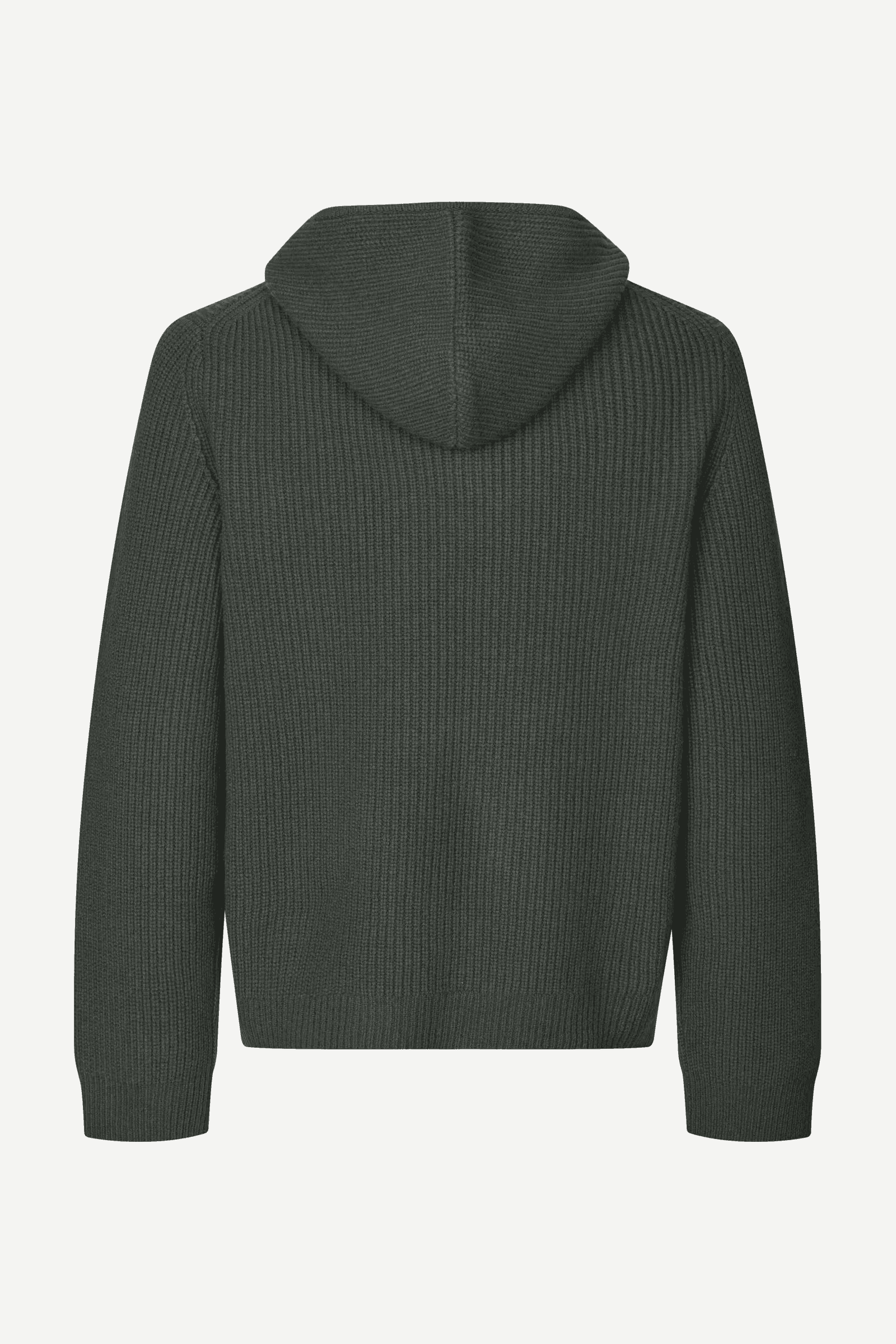 Men's Dark Green Full Zip Cardigan Neck Wool Blend Jacket — view 5