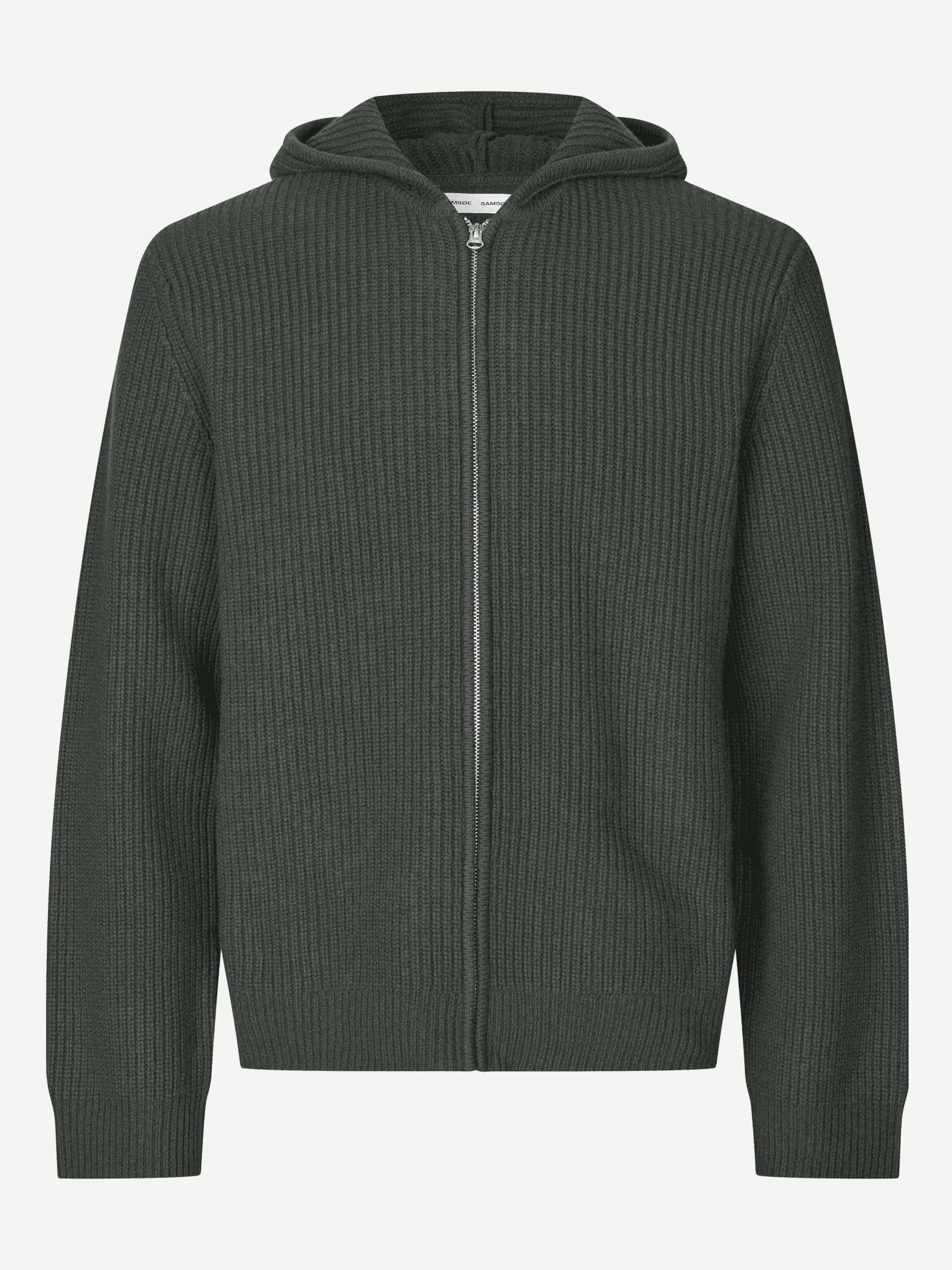 Men's Dark Green Full Zip Cardigan Neck Wool Blend Jacket — view 6