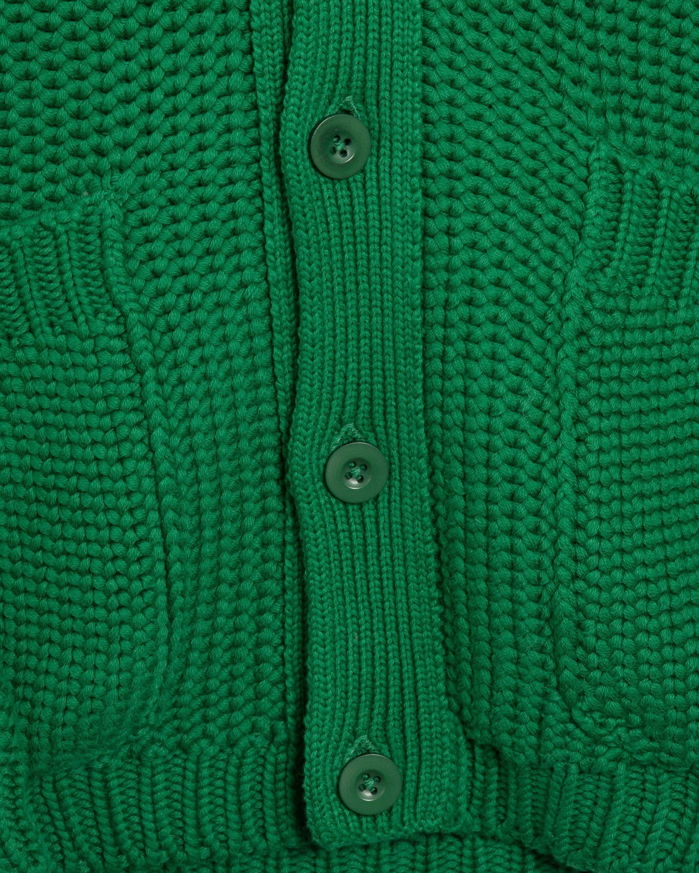 Men's Green Chunky Knit Cardigan Button — view 4