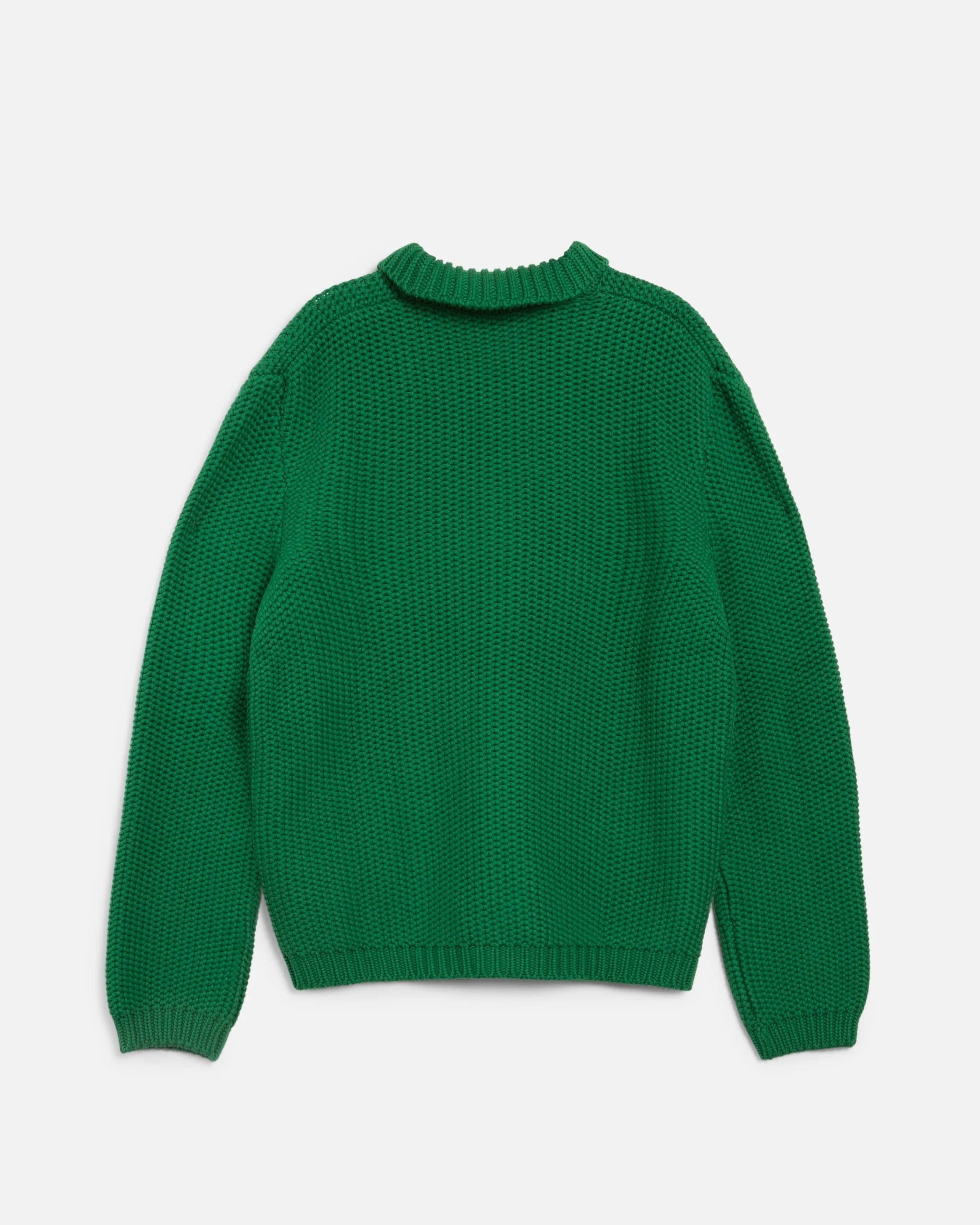 Men's Green Chunky Knit Cardigan Button — view 5
