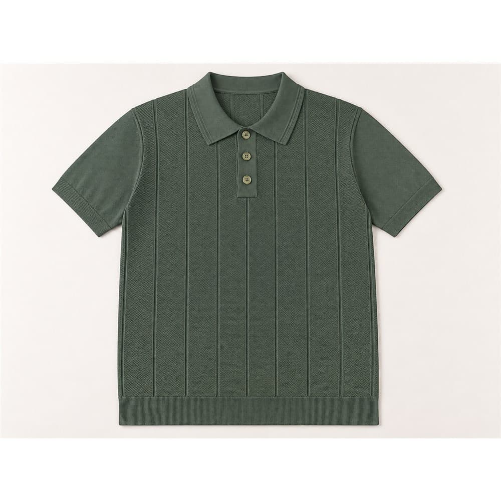 Men's Green Short-Sleeve Knit Polo — view 4