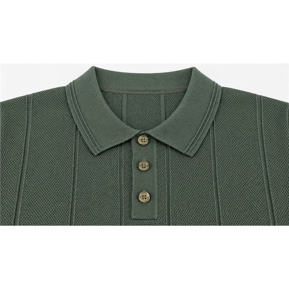 Men's Green Short-Sleeve Knit Polo — view 5