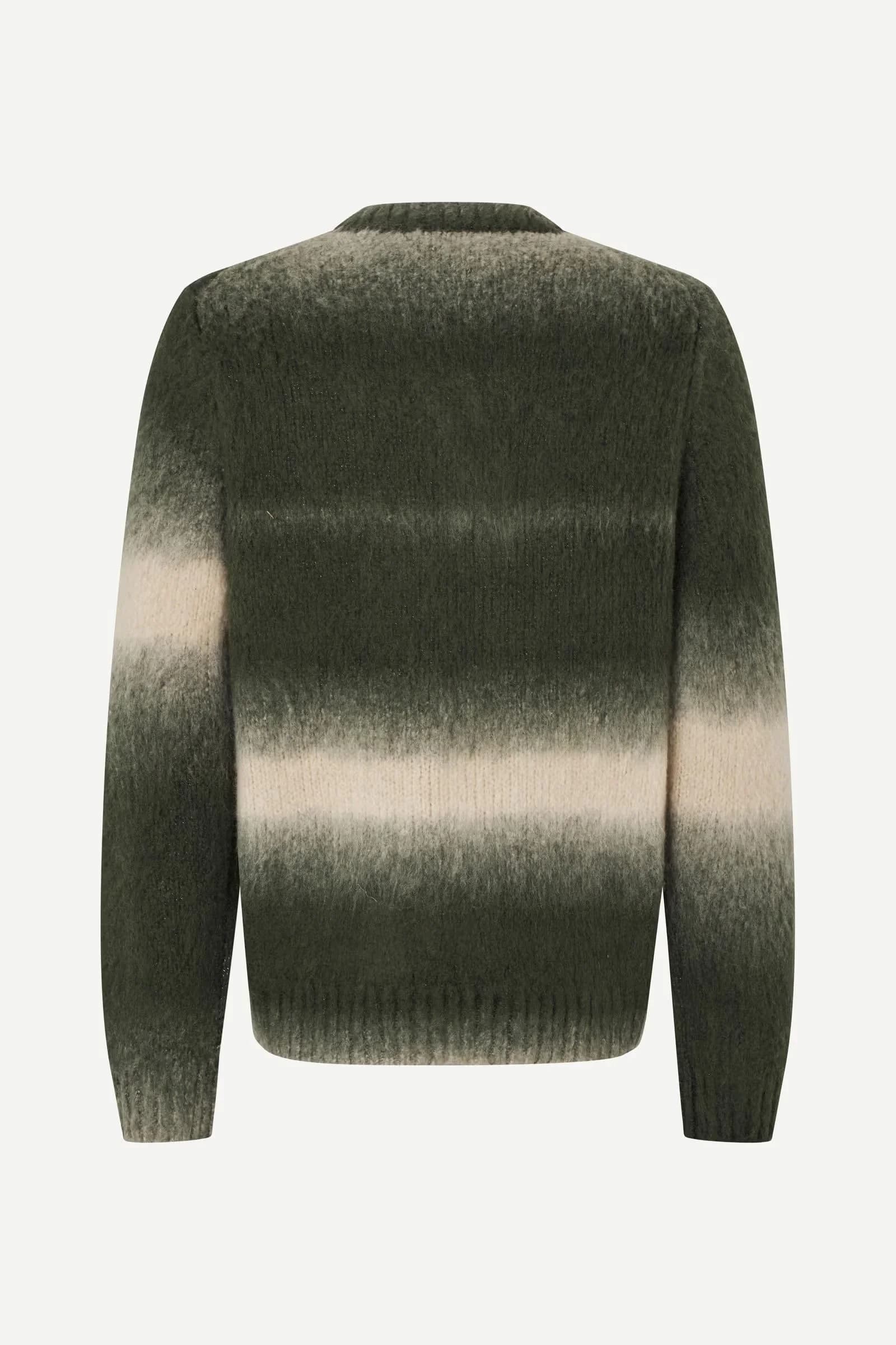 Men's Green Cream Ombre Stripe Sweater Knit Crew Neck Pullover — view 4