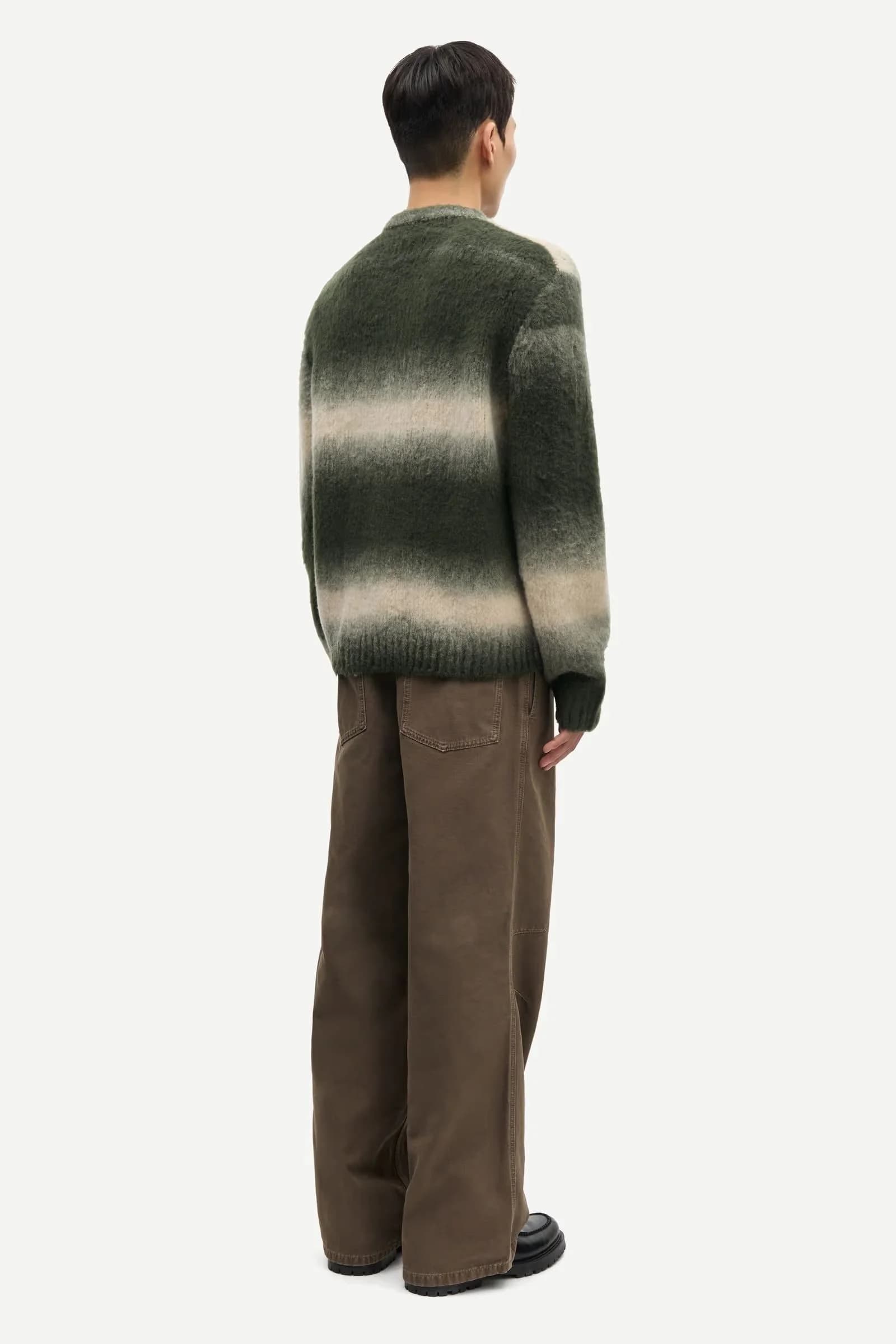Men's Green Cream Ombre Zip Cardigan Gradient Knit — view 2