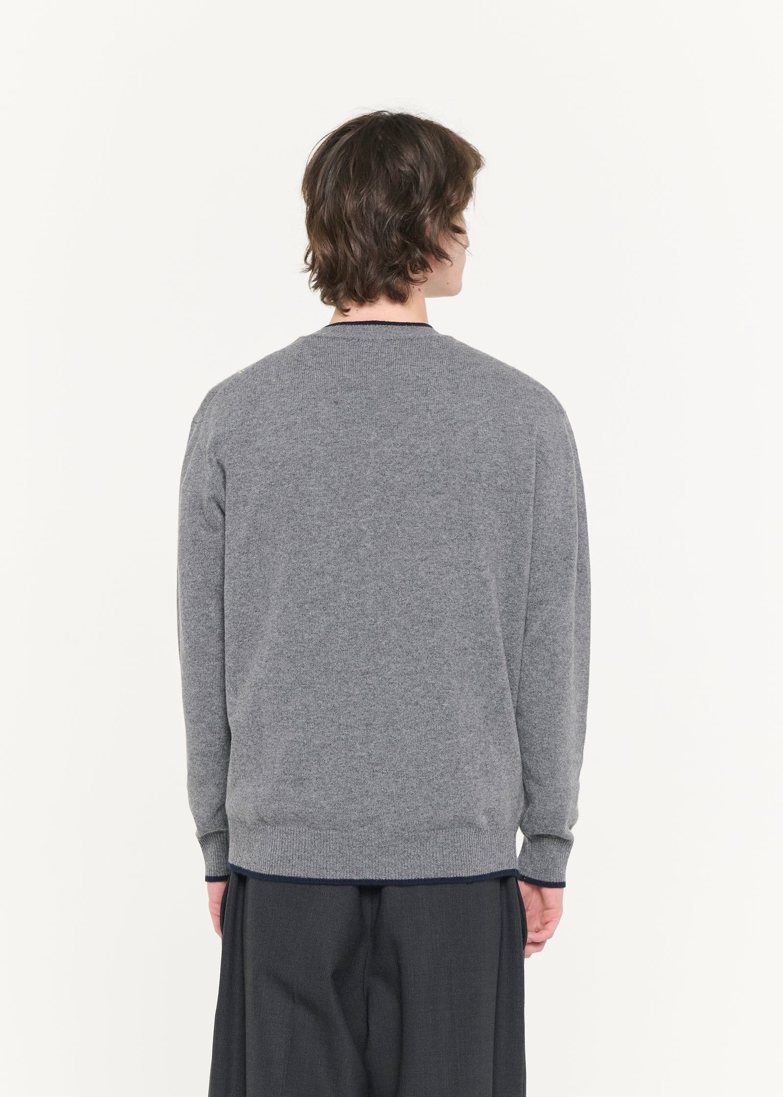 Men's Grey Argyle V Neck Sweater — view 2