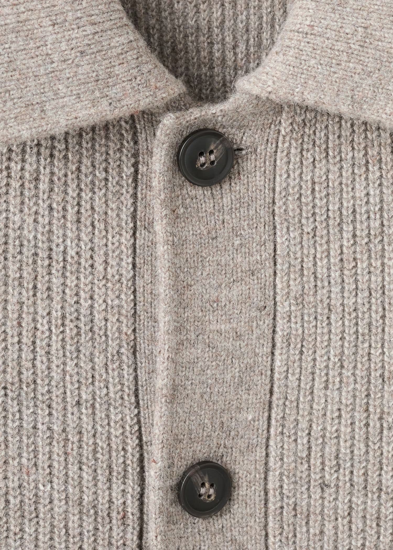 Men's Grey Knit Jacket Button Collar Cardigan Coat — view 5