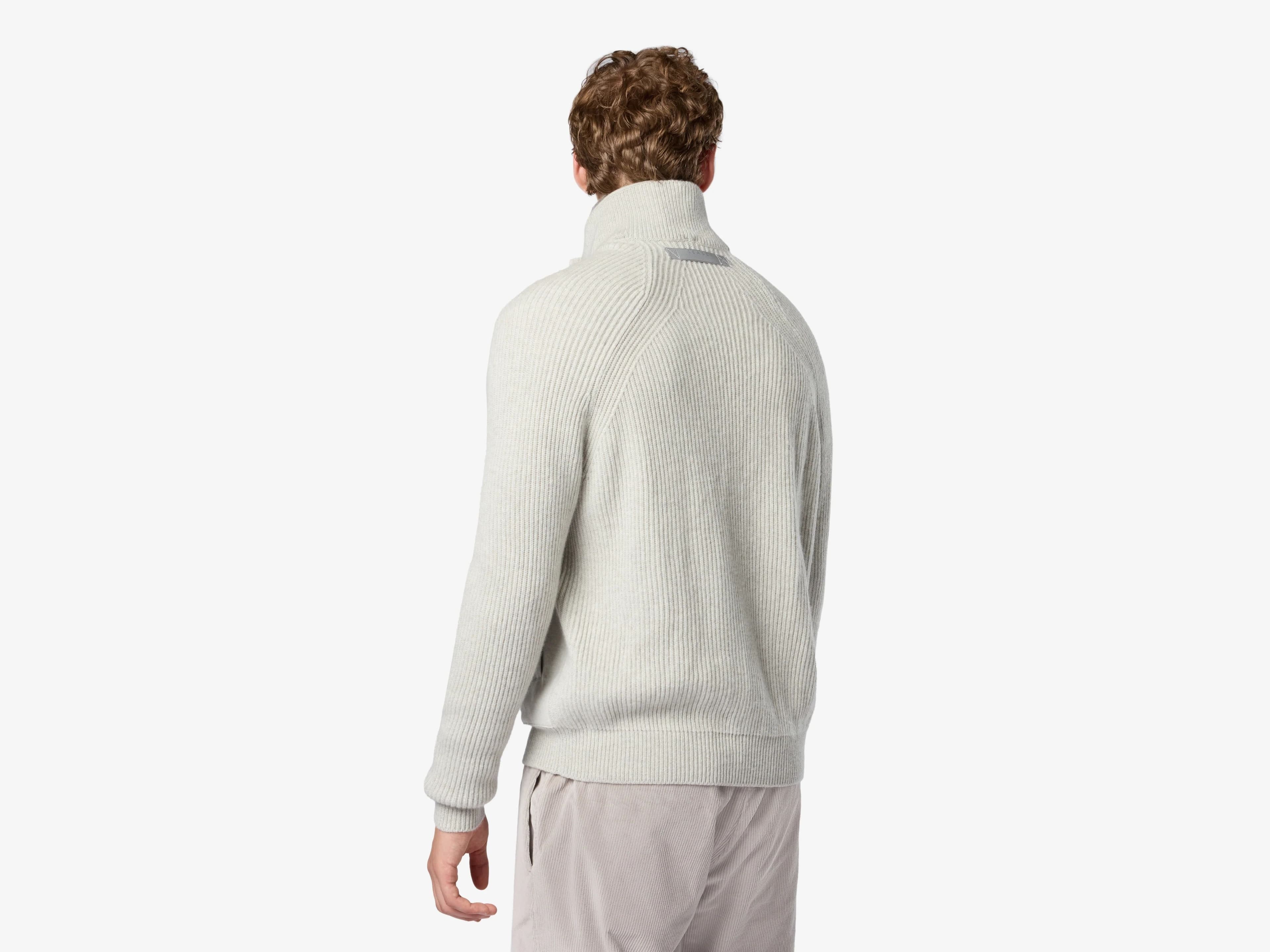 Men's Grey Knit Nylon Contrast Pocket Full Zip Jacket — view 2
