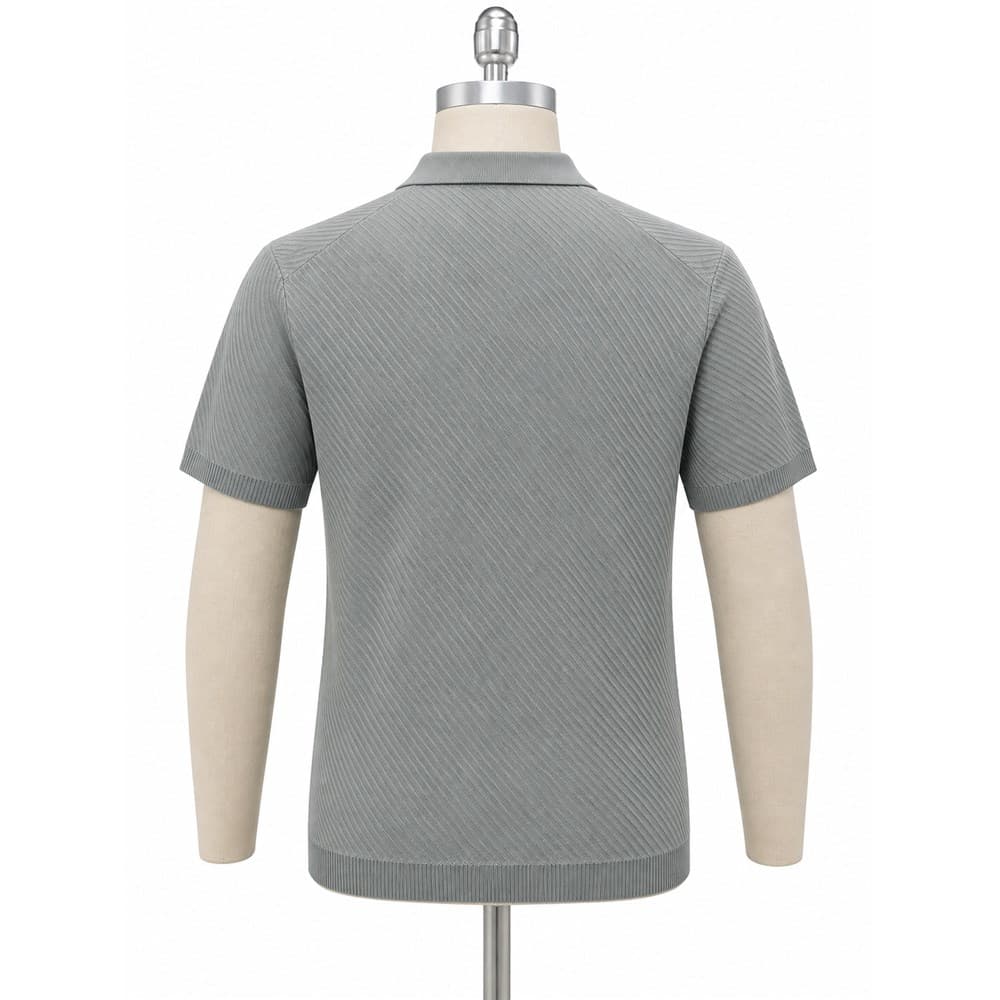 Men's Grey Short-Sleeve Knit Polo — view 2
