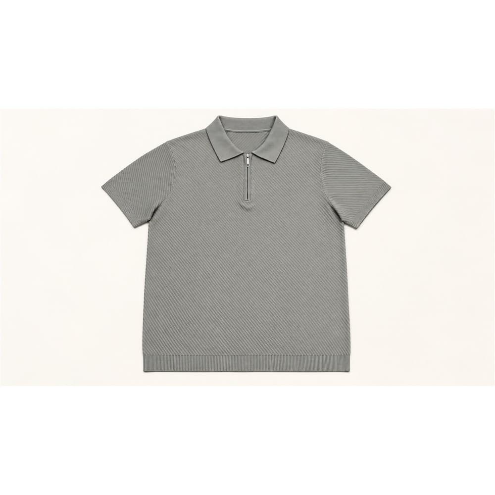 Men's Grey Short-Sleeve Knit Polo — view 4
