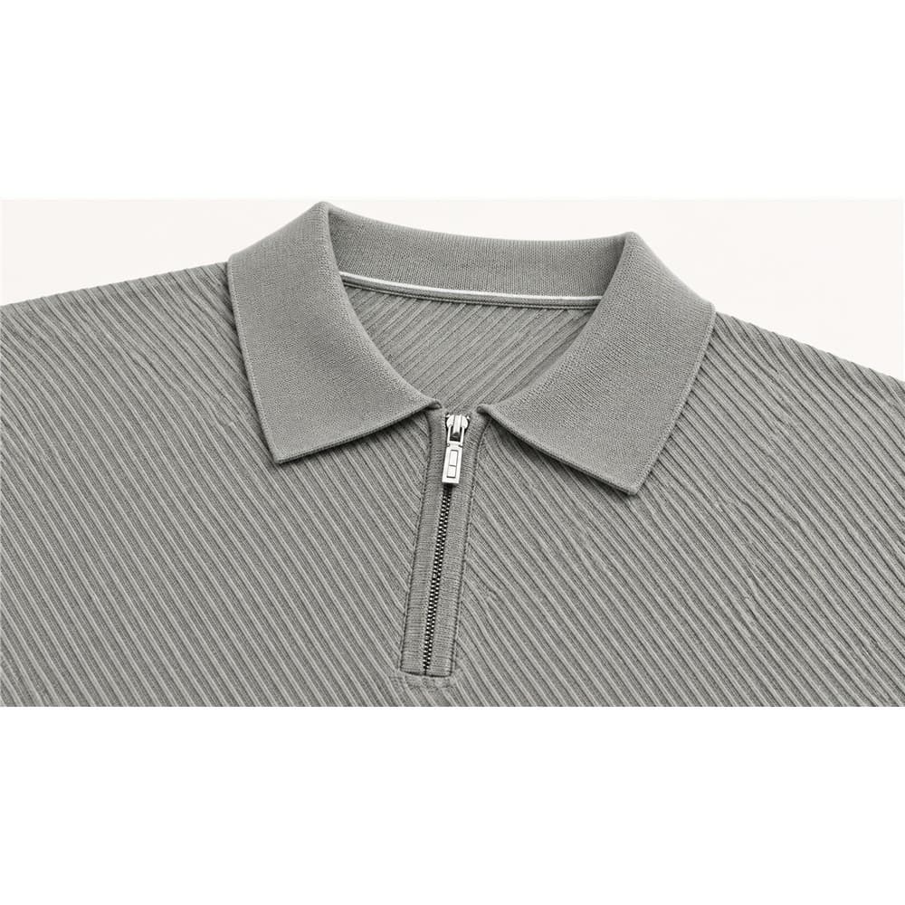 Men's Grey Short-Sleeve Knit Polo — view 5