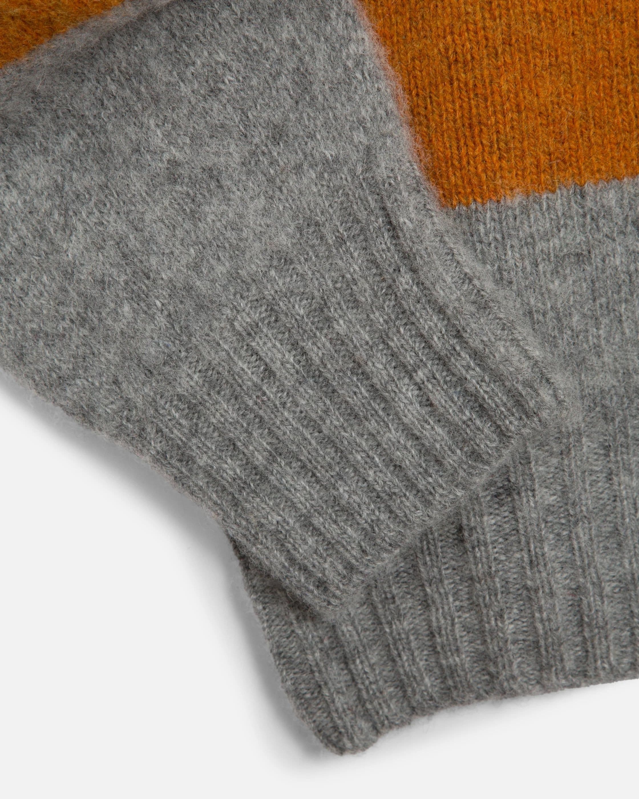 Men's Grey Orange Striped Crew Neck Sweater — view 5