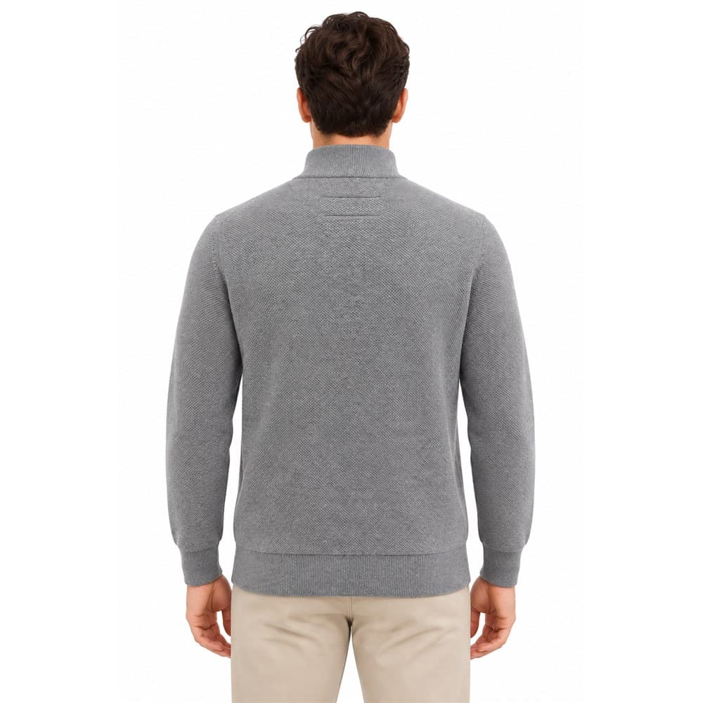 Men's Grey Half-Zip Stand-Collar Sweater — view 2