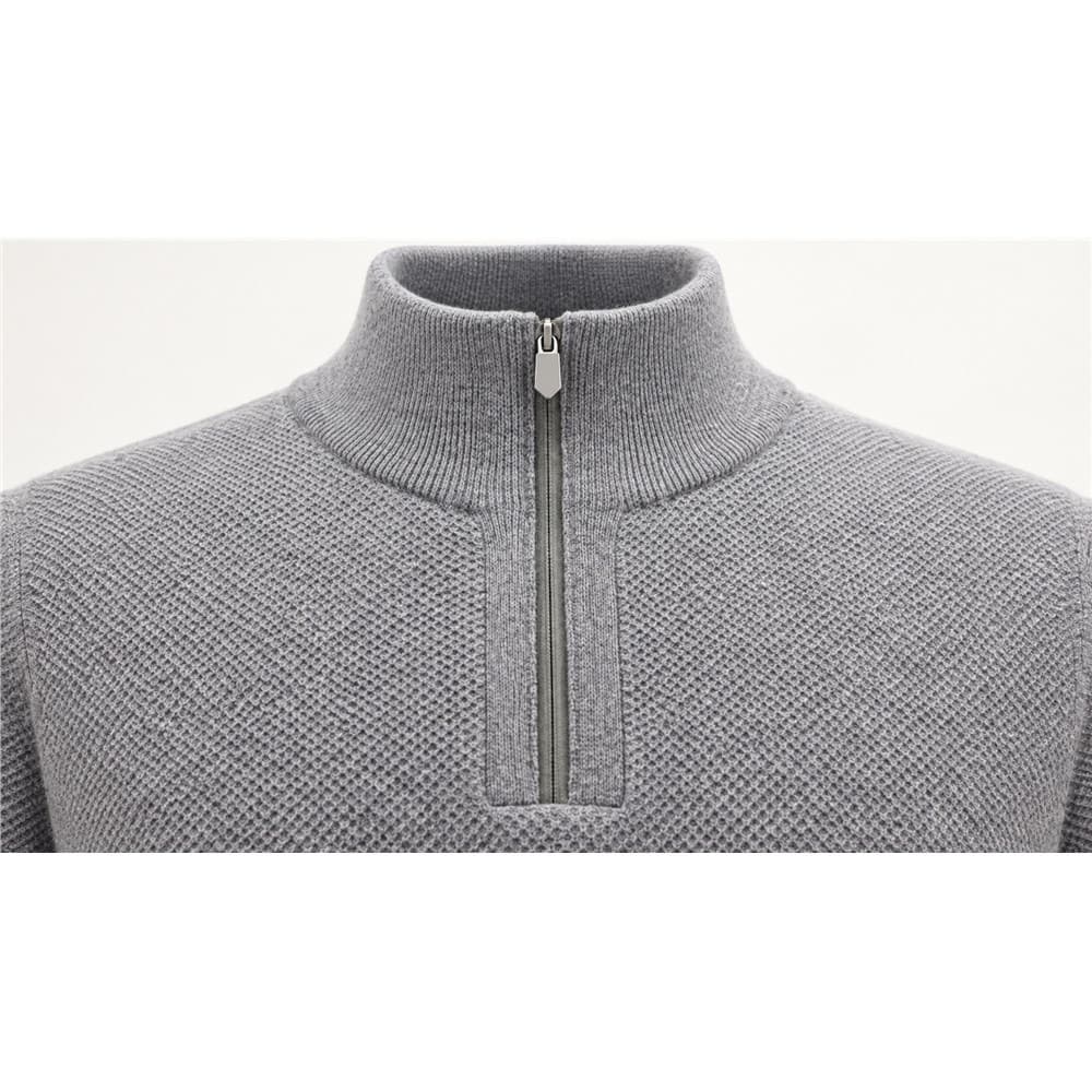 Men's Grey Half-Zip Stand-Collar Sweater — view 5
