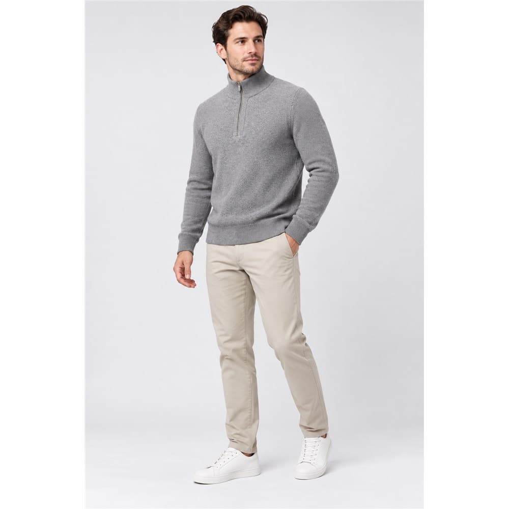 Men's Grey Half-Zip Stand-Collar Sweater — view 6