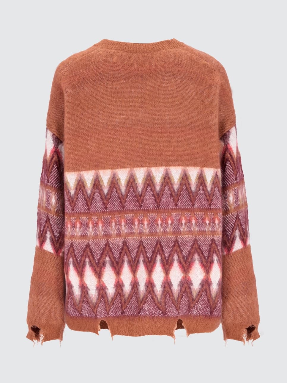 Men's Grunge Red Fair Isle Cardigan Knit V Neck Geometric Streetwear — view 4