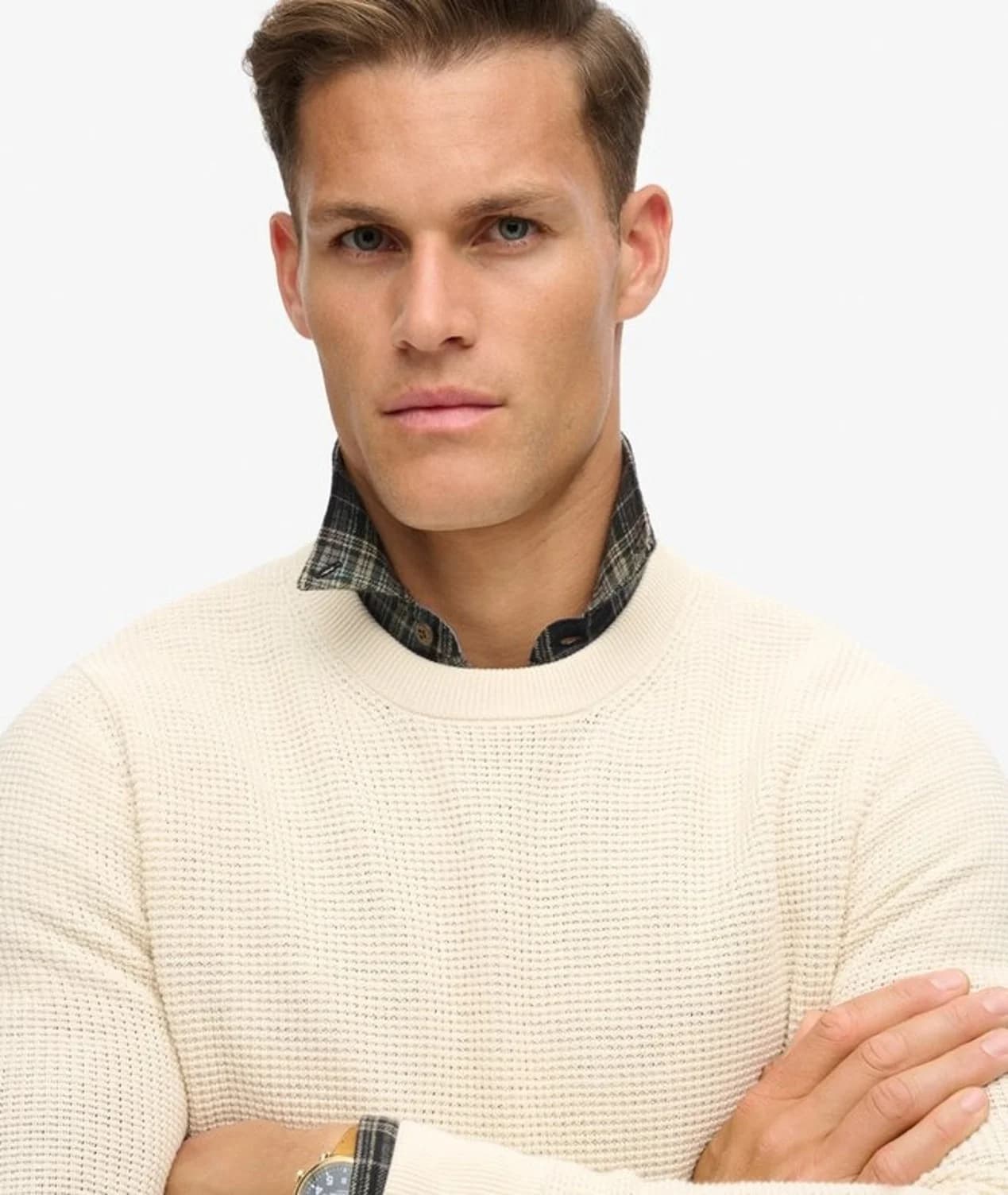 Men's Heavyweight Waffle Knit Thermal Crew Sweater — view 2