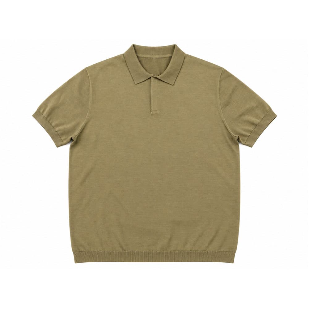 Men's Khaki Short-Sleeve Knit Polo — view 3