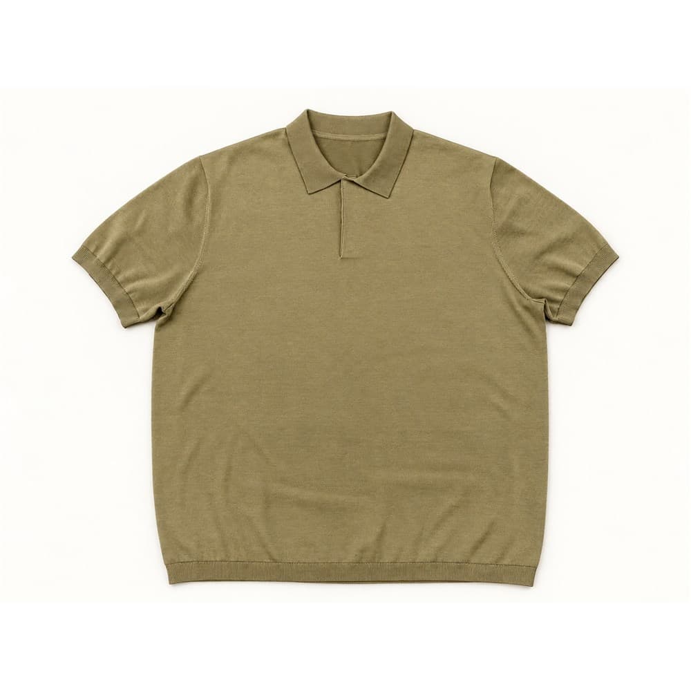Men's Khaki Short-Sleeve Knit Polo — view 4