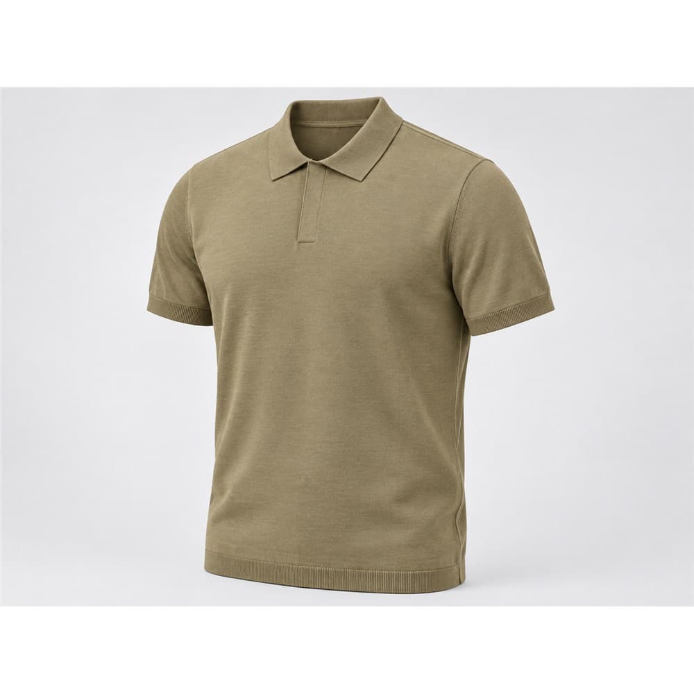 Men's Khaki Short-Sleeve Knit Polo — view 6