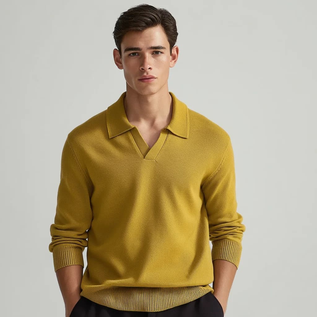 Men's Lambswool Johnny Collar Polo Sweater — view 3
