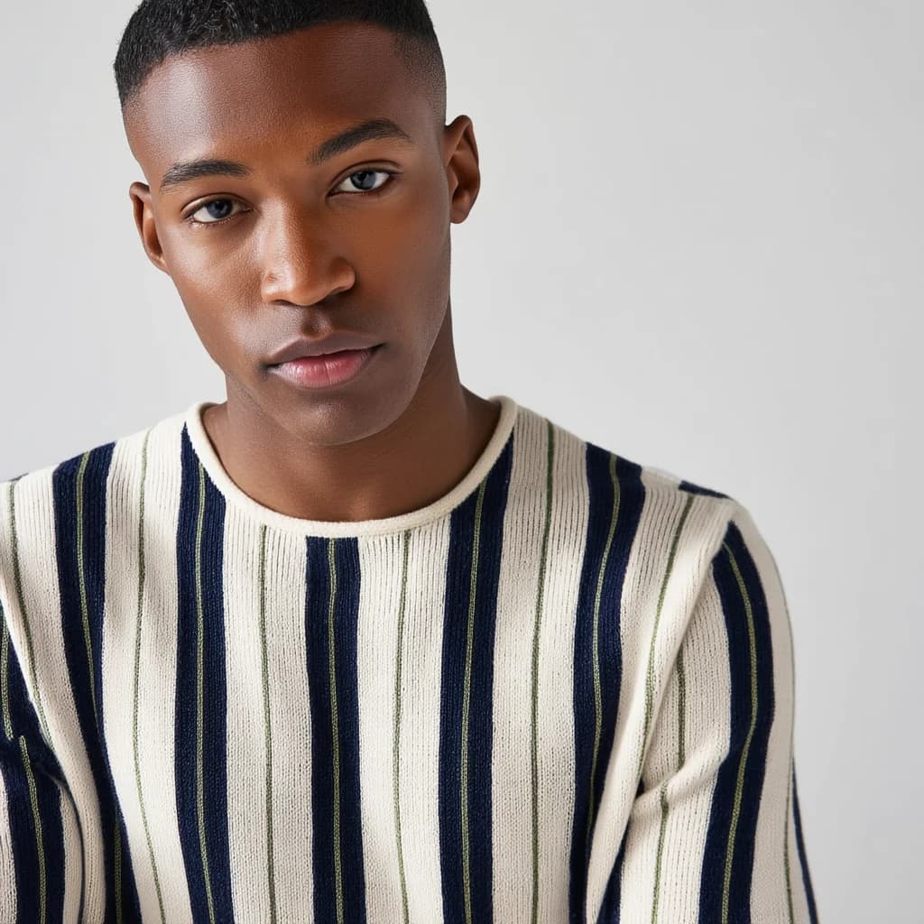Men's Merino Wool Vertical Stripe Crew Sweater — view 3