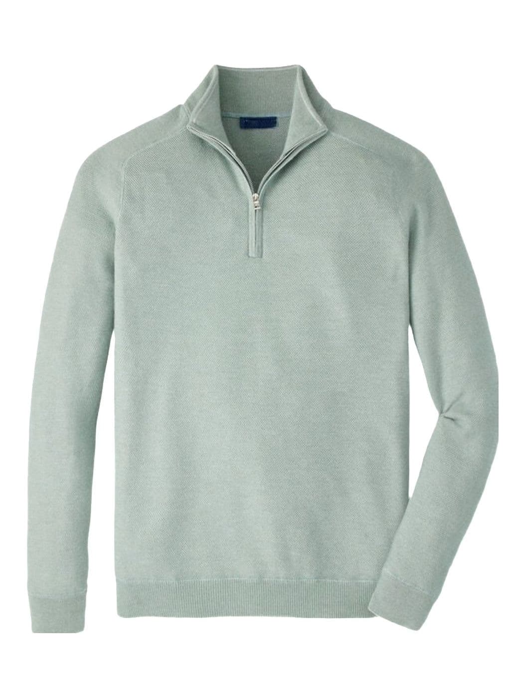 Men's Mint Green Quarter Zip Sweater Neck Pastel Knit Pullover — view 5
