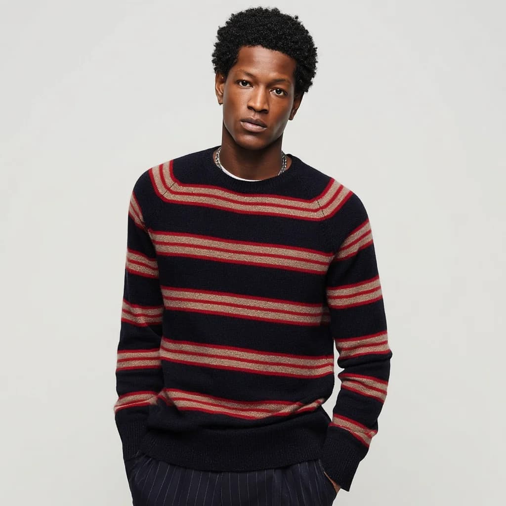 Men's Multi Stripe Raglan Sleeve Sweater — view 4