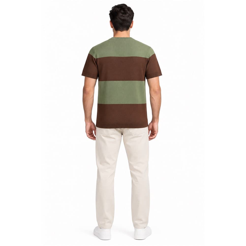 Men's Multicolour Colour-Block Short-Sleeve Knit Top — view 2