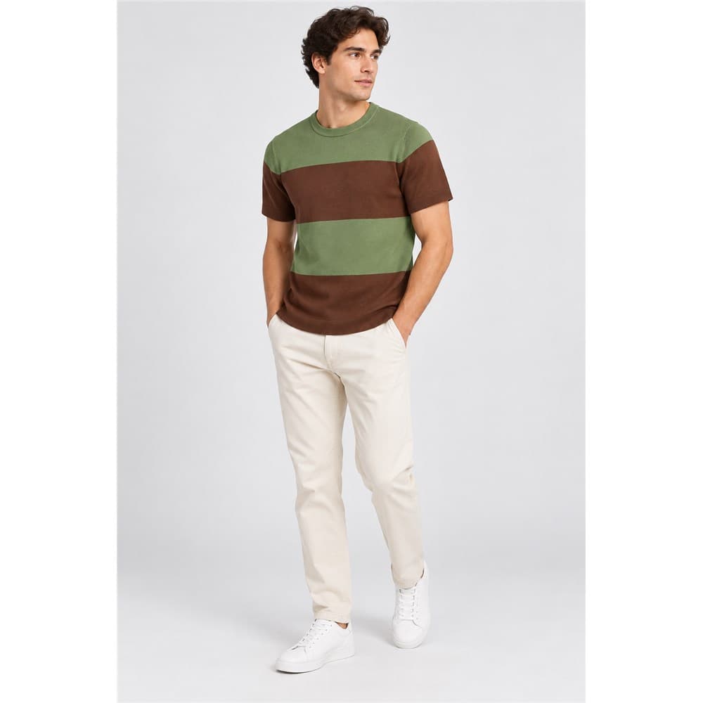 Men's Multicolour Colour-Block Short-Sleeve Knit Top — view 6