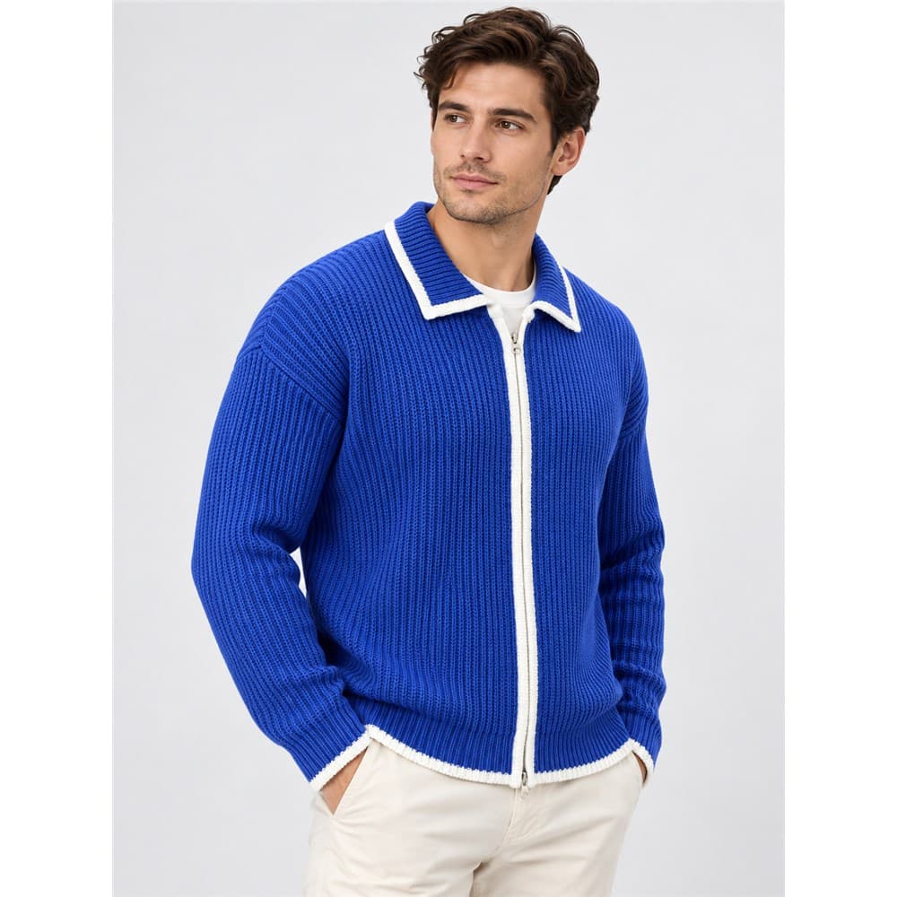Men's Multicolour Full-Zip Knit Cardigan — view 6