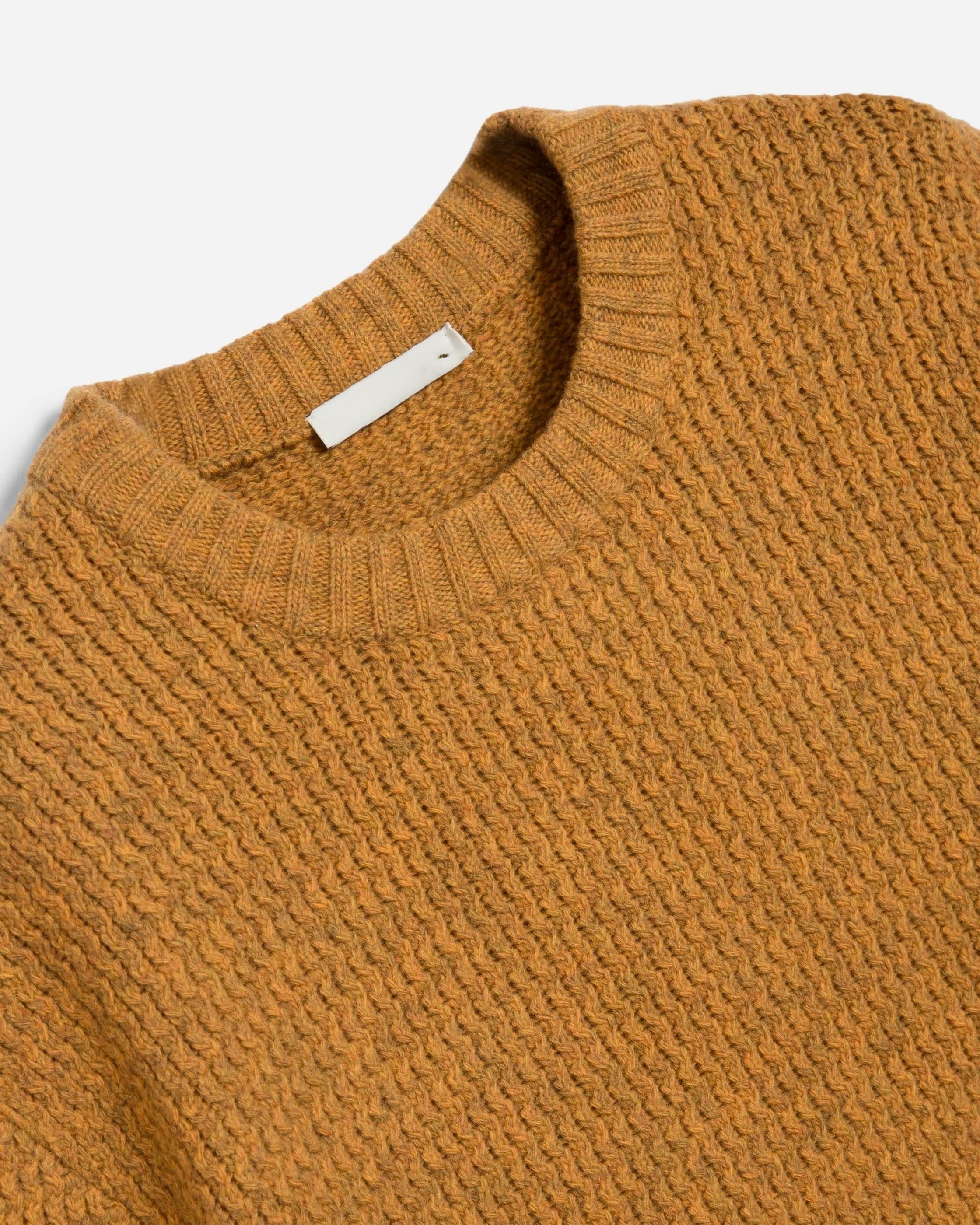 Men's Mustard Yellow Waffle Knit Crew Neck Sweater — view 3