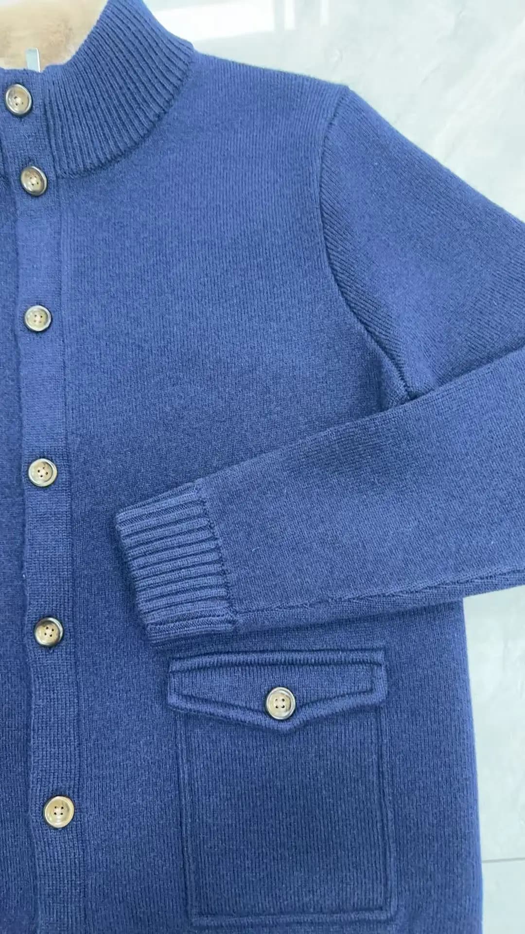 Men's Navy Blue Heavyweight Wool Jacket — view 5