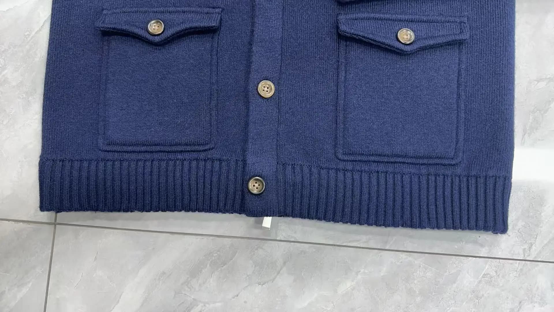 Men's Navy Blue Heavyweight Wool Jacket — view 6