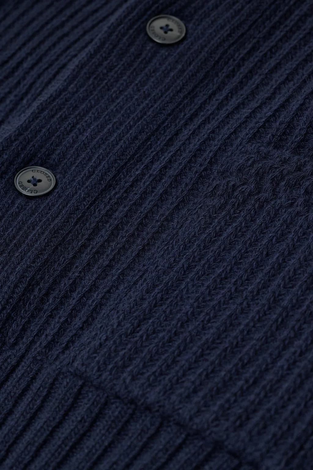 Men's Navy Blue Shawl Collar Cardigan Button Ribbed Knit — view 4