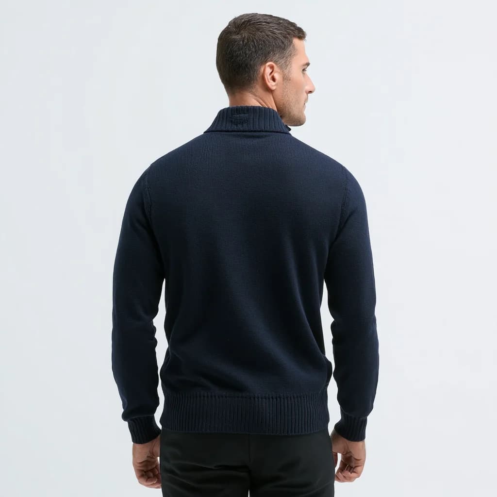 Men's Navy Blue Zip Vintage Cardigan — view 2