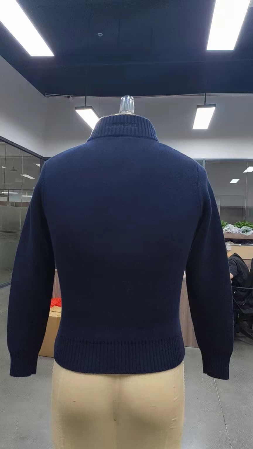 Men's Navy Blue Zip Vintage Cardigan — view 4