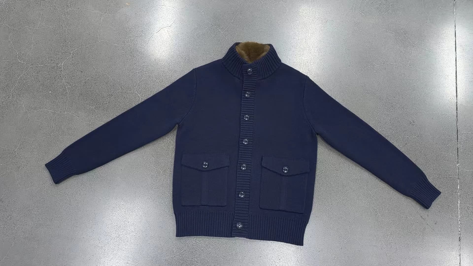 Men's Navy Blue Zip Vintage Cardigan — view 5