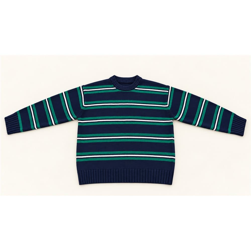 Men's Navy Striped Crew Neck Sweater — view 4