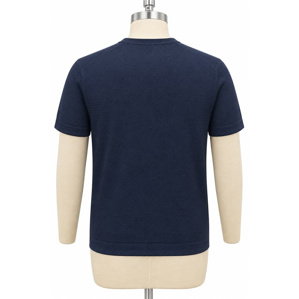 Men's Navy Short-Sleeve Crew Neck Knit Top — view 2
