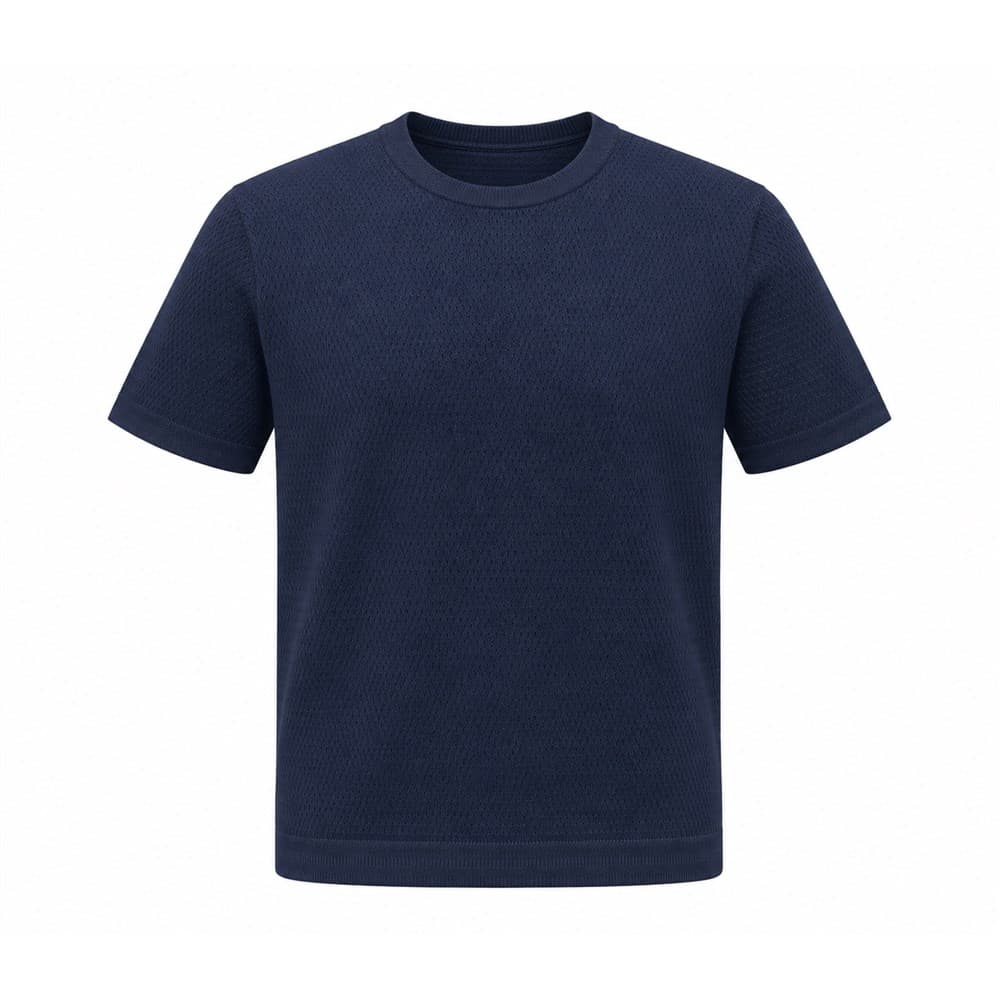 Men's Navy Short-Sleeve Crew Neck Knit Top — view 3