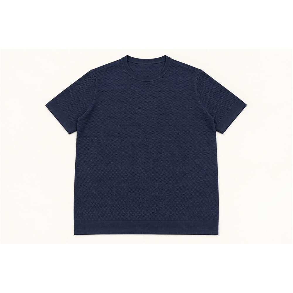 Men's Navy Short-Sleeve Crew Neck Knit Top — view 4