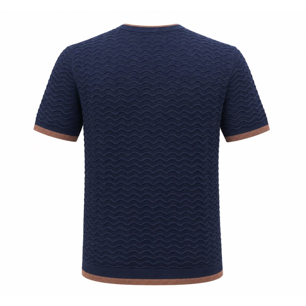 Men's Navy Short-Sleeve Crew Neck Knit Top — view 2
