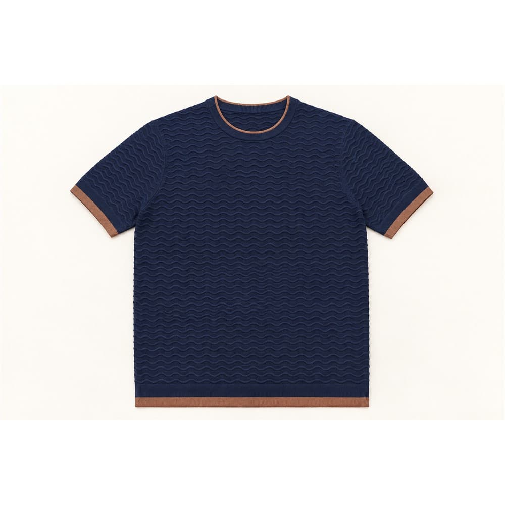 Men's Navy Short-Sleeve Crew Neck Knit Top — view 4