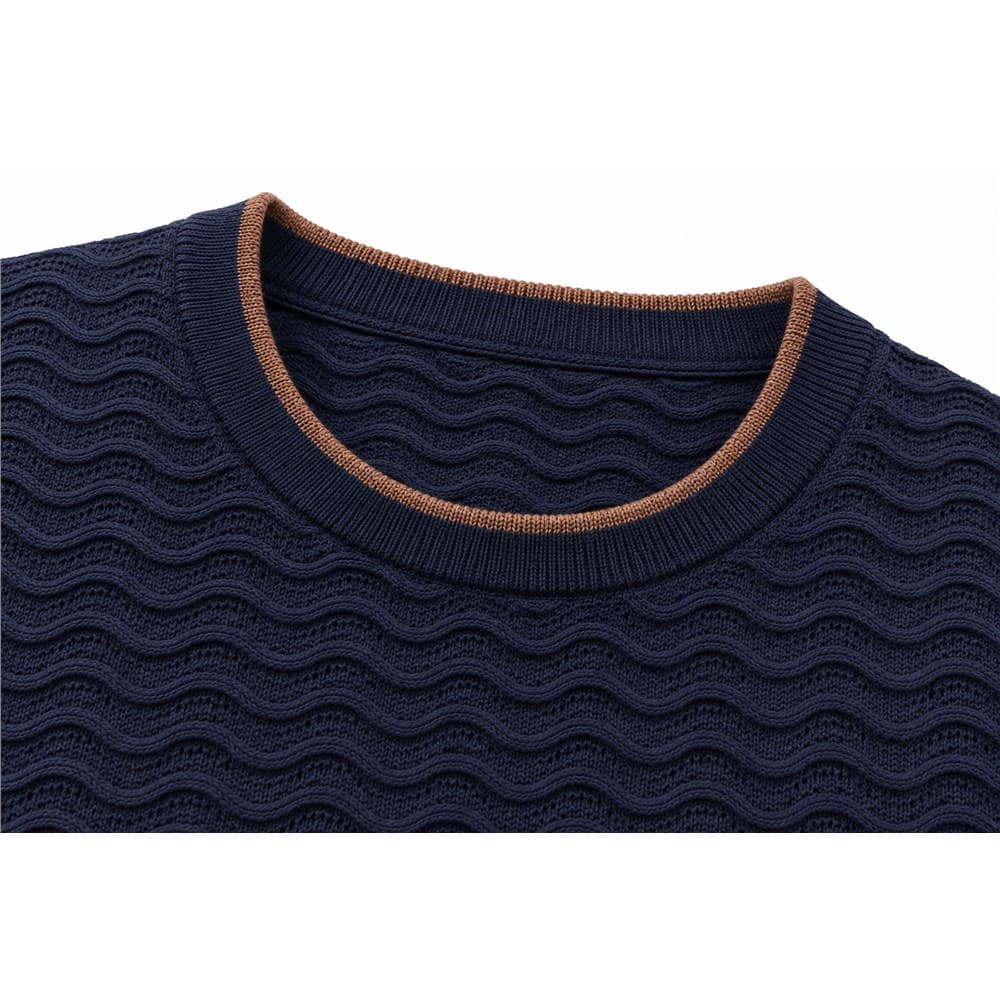 Men's Navy Short-Sleeve Crew Neck Knit Top — view 5
