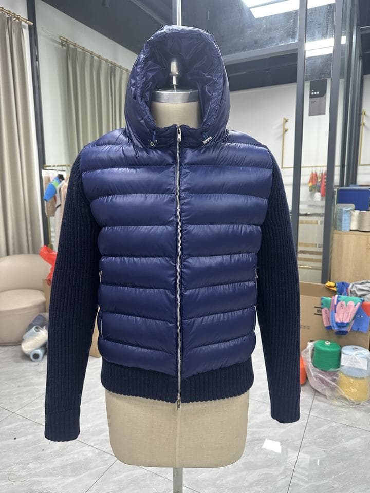 Men's Navy Reversible Hooded Quilted Knit Jacket — view 2